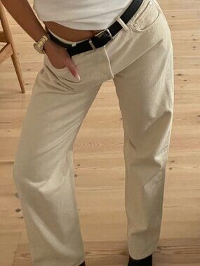 Djerf Avenue Relaxed Jeans Cream Sz 27 Ecru Organic Cotton